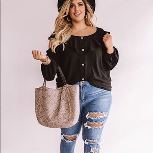 Black cold shoulder top